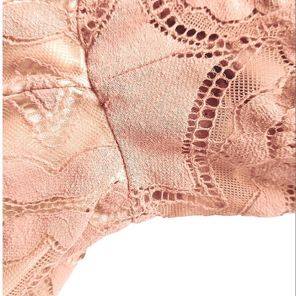 Altar’d State Blush Pink Lace Mini Dress Short Sleeve High Neck XS - Picture 8 of 9